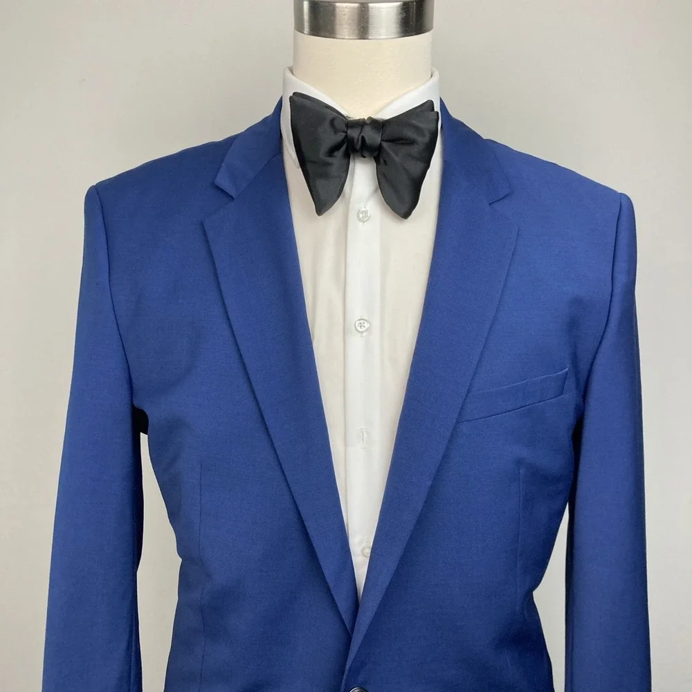 Hugo By Hugo Boss Mens 2-pc Suit Blazer Jacket 44L Blue Wool Pants 40W 33L